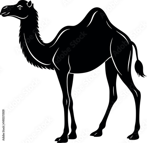 Bactrian Camel Silhouette Vector – Strong Pack Animal Clipart for Nature, Wildlife, and Travel Art