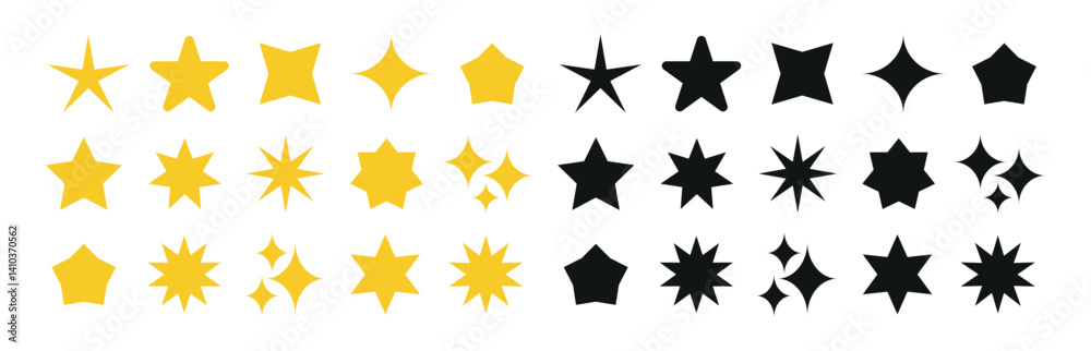 Obraz premium Stars icon collection. different vector sparkling stars icon, twinkle and brust colorful stars icon set. Sparkle star icon set. Vector illustration