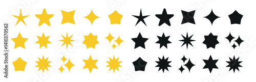 Stars icon collection. different vector sparkling stars icon, twinkle and brust colorful stars icon set. Sparkle star icon set. Vector illustration