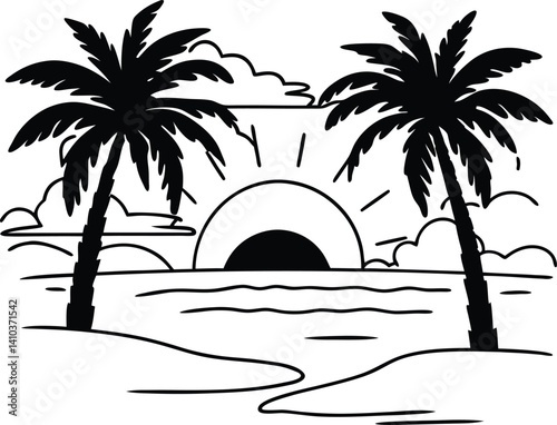 palm trees on the beach ,lush, vacation destination, remote, clear water