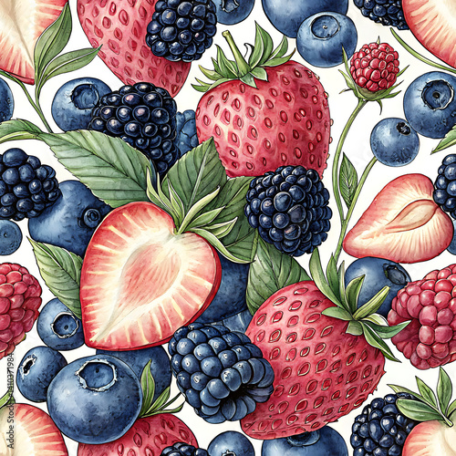 seamless picture with forest berries