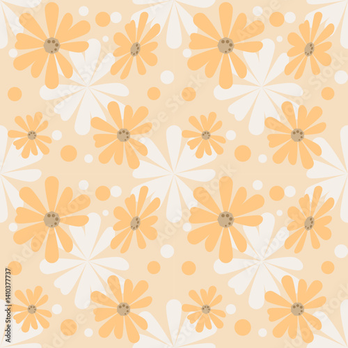 Seamless pattern with flowers, tiles, fabric, paper, wrapping, decoration and etc. Abstract background.