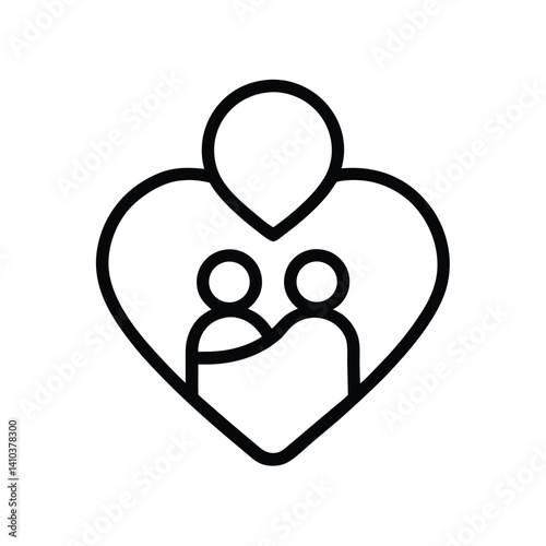 simple line art of a baby held by parents