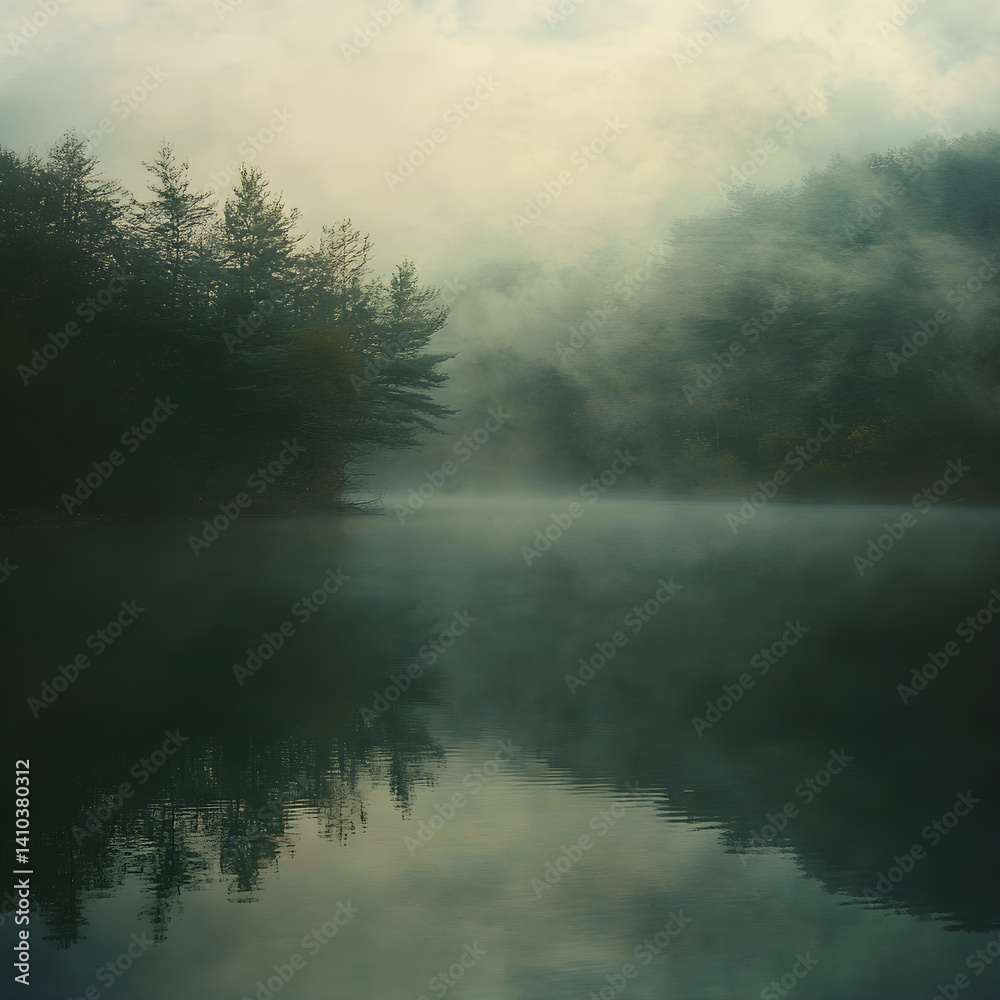 Ethereal Morning: Mist-Enveloped Lake Offering a Serenity Beyond Worlds Ethereal Morning: Mist-Enveloped Lake Offering a Serenity Beyond Worlds