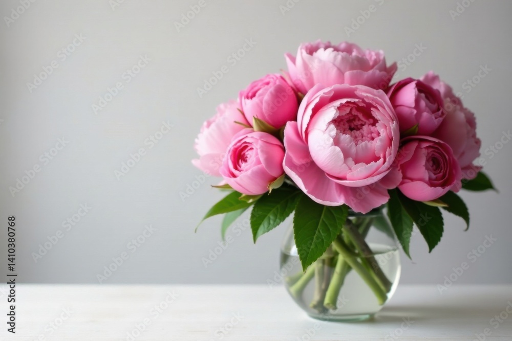 Fresh pink peonies and roses arrangement in a vase, arrangement, , floral decor Fresh pink peonies and roses arrangement in a vase, arrangement, , floral decor