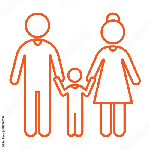 line icons of family members holding each other's hands