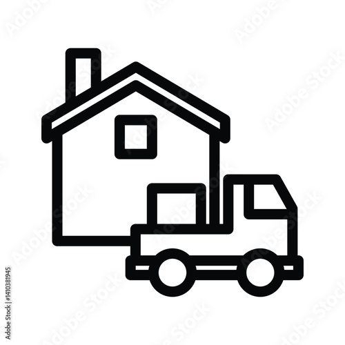 9 relocation line icon illustration vector graphic
