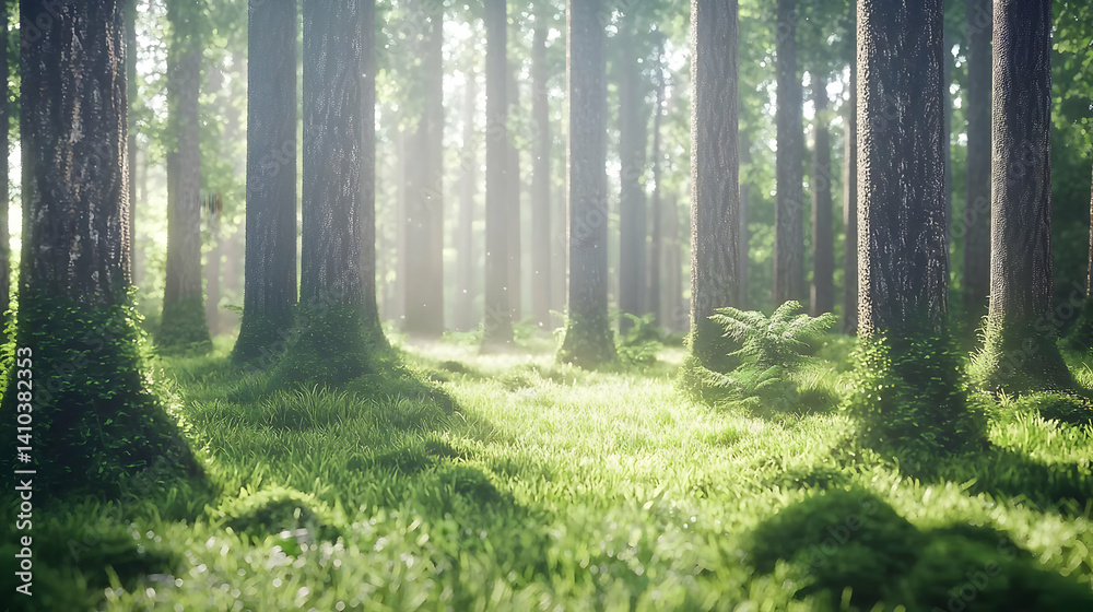 Misty Forest Sunlight Through Trees Misty Forest Sunlight Through Trees