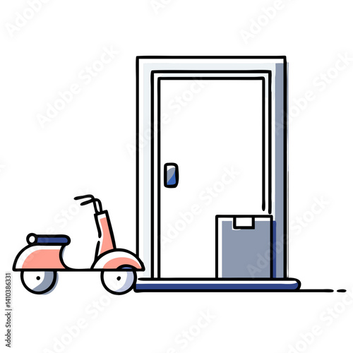 Parcel delivered to doorstep by scooter