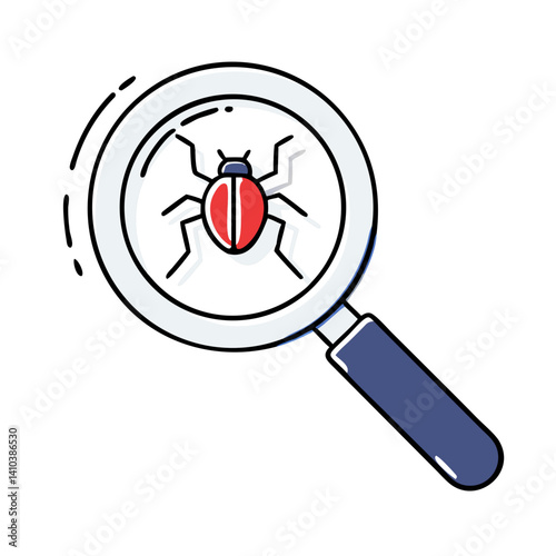 Magnifying glass highlighting bug
