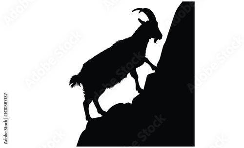 Goat silhouette illustration, Farm animal graphic, Livestock icon design