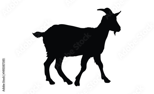Goat silhouette illustration, Farm animal graphic, Livestock icon design