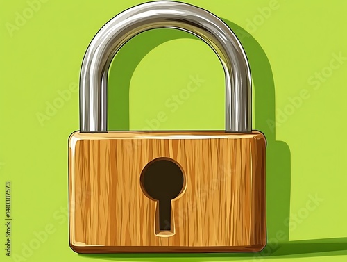Locked Wooden Icon on Lime Green