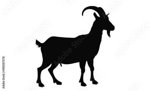 Goat silhouette illustration, Farm animal graphic, Livestock icon design