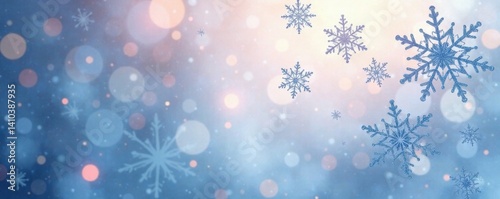 Intricate snowflake patterns in a subtle gradient background , snow, winter