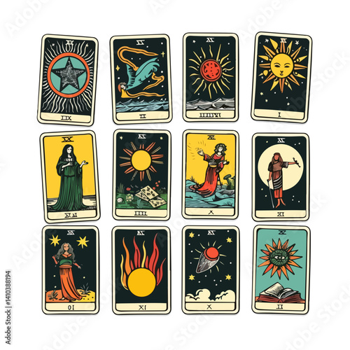 Mystic Tarot Cards A Collection of Vintage-Style Illustrations