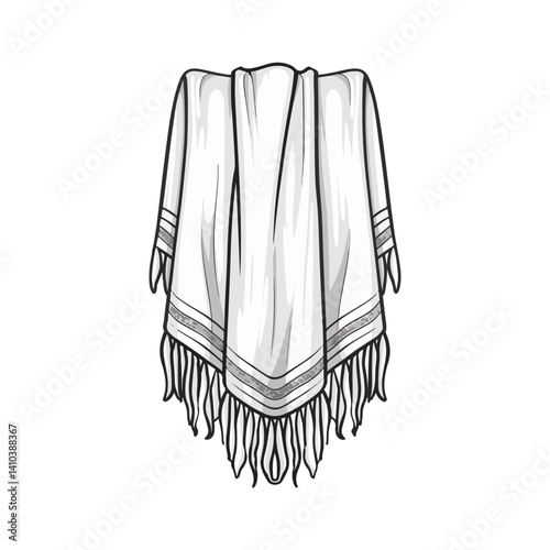 Jewish Prayer Shawl Detailed Illustration of a Tallit
