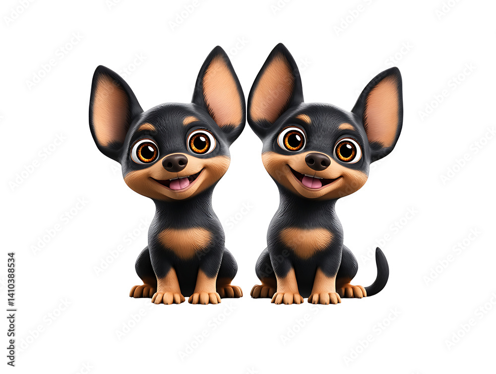 Fototapeta premium Adorable miniature cerberus puppies cute animal photography playful indoor setting smiling faces
