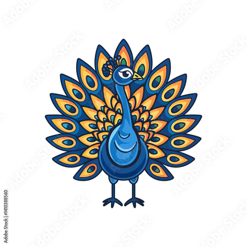 Vibrant Peacock Illustration Majestic Bird Design