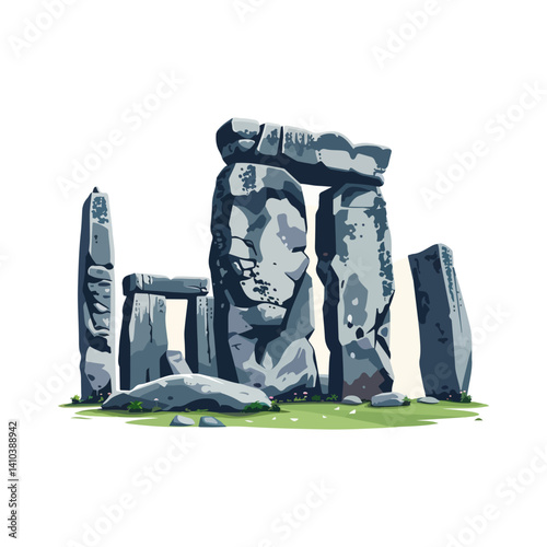 Ancient Stone Circle A Digital Illustration of Stonehenge