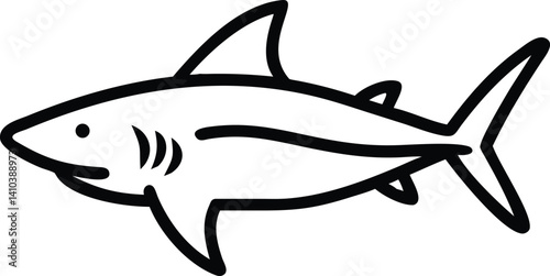 Blac shark silhouette of vector simple shark vector silhouette black color for animal element idea shark vector silhouette and Black shark image in white background