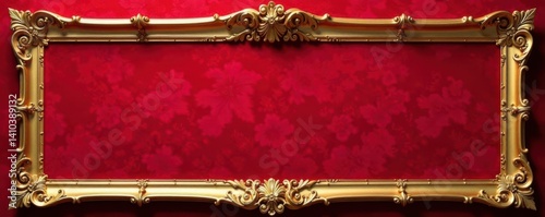 Ornate gold frame with intricate scrolls on velvet background, elegance, framing