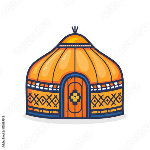 Traditional Nomadic Yurt Illustrated Design of a Portable Home