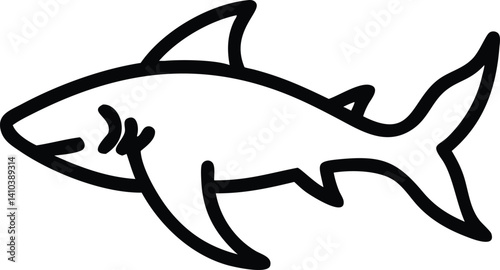 Blac shark silhouette of vector simple shark vector silhouette black color for animal element idea shark vector silhouette and Black shark image in white background