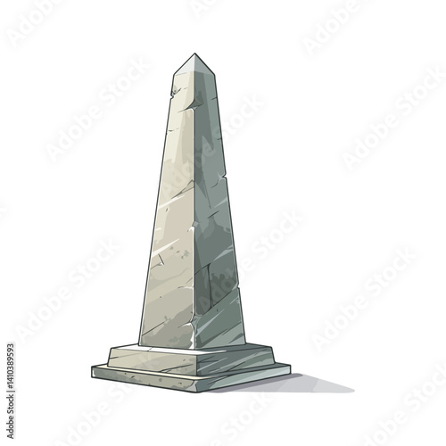 Ancient Stone Obelisk Vector Illustration of a Tall, Slender Monument