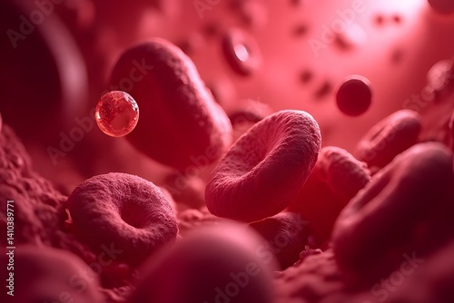 Medical Illustration of Pathogen Among Red Blood Cells