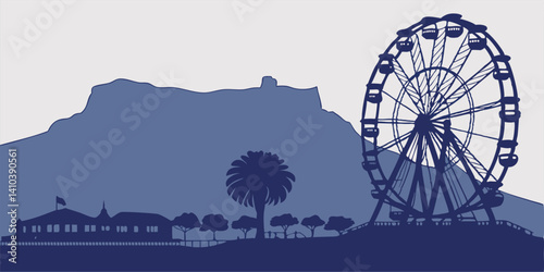 Own silhouette skyline vector with Table Mountain, Lion’s Head, Cape Wheel, and the V&A Waterfront.