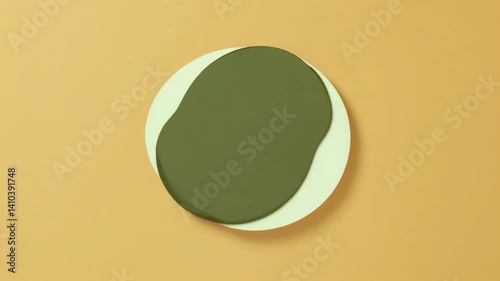Wallpaper Mural Trendy abstract art concept showcasing an organic shape with an olive green and beige color scheme on a neutral surface, adding a pop of modern elegance. Torontodigital.ca