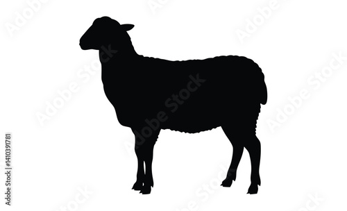 Goat silhouette illustration, Farm animal graphic, Livestock icon design