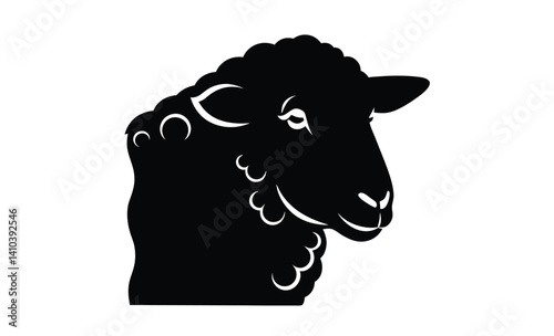 Goat silhouette illustration, Farm animal graphic, Livestock icon design