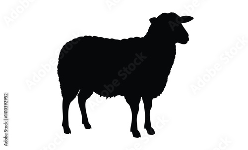 Goat silhouette illustration, Farm animal graphic, Livestock icon design