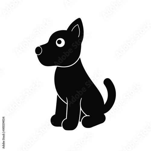 a clean black silhouette vector illustration of a dog sitting on its hind legs.  