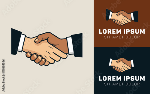 Friendly Handshake Icon Logo with Flat Style and Clear Lines