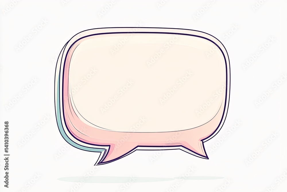 Fototapeta premium Cartoon speech bubble with outline, softly colored