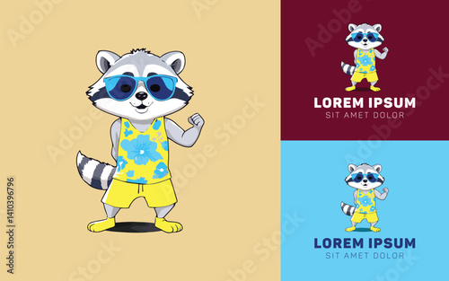 Fox in Beachwear with Sunglasses Icon Logo Design