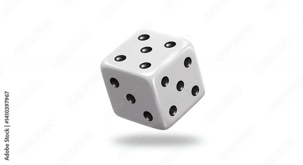 Single white dice floating isolated image Single white dice floating isolated image