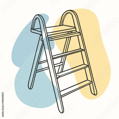 a clean black silhouette vector illustration of a folding step ladder. The ladder should be isolated on a solid white background  