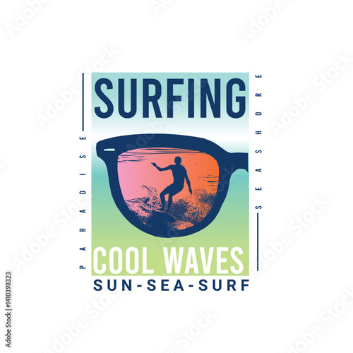 Surfing Cool waves sun sea surf vector t shirt design