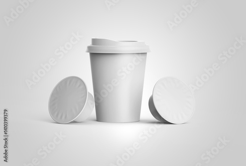 Blank white coffee capsule box mock up, isolated.white coffee paper cup mock-up