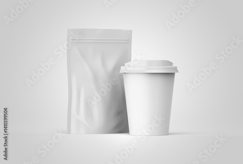 Blank white coffee capsule box mock up, isolated.white coffee paper cup mock-up