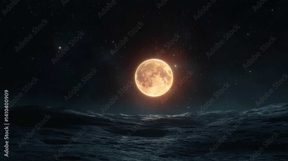 a full moon is seen over the ocean
