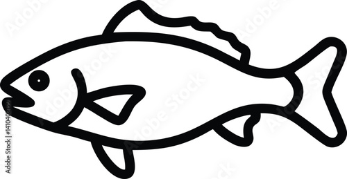 Trout fish, one line art on white background rainbow trout fish engraving A detailed trout fish coloring page A Trout fish line art vector Trout Ocean and River Fish Line Icon Set