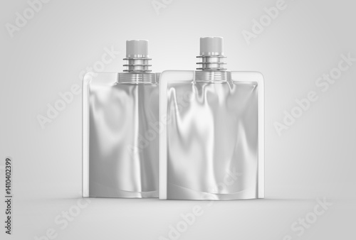 Blank Food Doypack Flexible Pouch Bag With Spout Lid. Mock Up