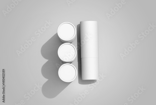 Realistic paper tube white color realistic texture isolated on gray background 3D render
