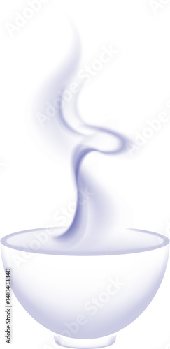 Steam rising from hot food bowl