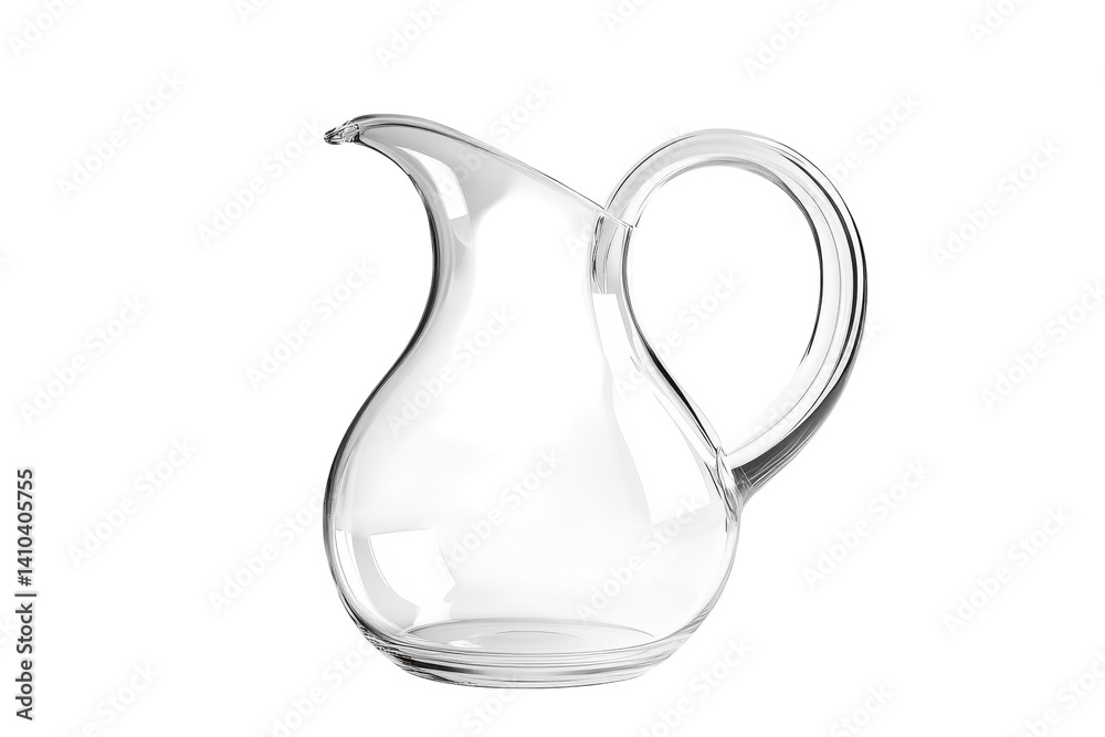 Elegant clear glass pitcher perfect for serving water or juice with a on transparent background Elegant clear glass pitcher perfect for serving water or juice with a on transparent background